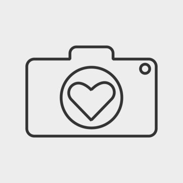 Camera love vector icon illustration sign 