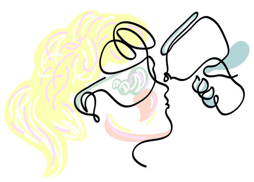 recommend clip art: One line drawing of facial laser hair removal.
                    One continuous line drawing of epilation and face care concept.
                    