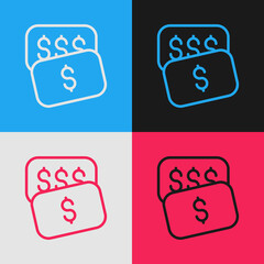 Pop art line New price tag with dollar icon isolated on color background. Badge for price. Sale with dollar symbol. Promo tag discount. Vector