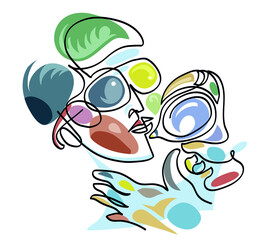 One line drawing of facial laser hair removal.
One continuous line drawing of epilation and face care concept.