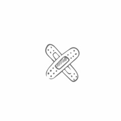 Adhesive plaster hand drawn outline doodle icon. Adhesive bandage as medical first aid concept vector sketch illustration for print, web, mobile and infographics isolated on white background.