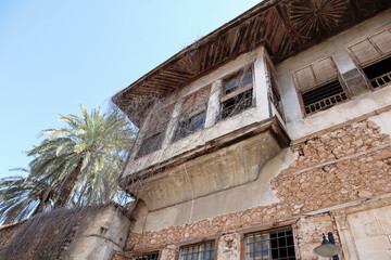 classical ottoman houses on the street in the old town of Antalya, Turkey