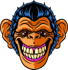 Cartoon Vector Smiling Monkey Head