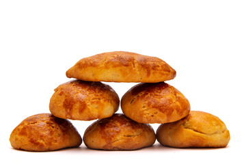 Buns stacked on a white isolated background