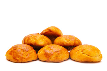 Pile of buns on white isolated background