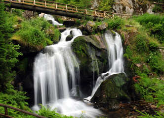 Long Exposure Of The Upper Triberg Falls In Black Forest Germany On A Beautiful Summer Day