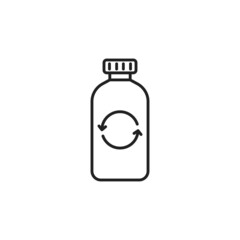 Recycle waste with plastic bottle icon. Save environment. High quality black vector illustration.