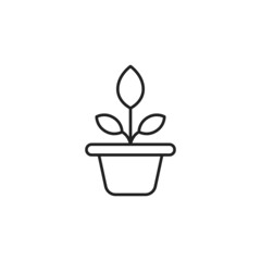 Eco plant pot icon. High quality black vector illustration.