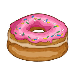 Donut American Pastry Pattiserie Cake Colorful Vector Illustration