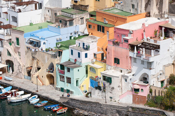 Island of Procida, view of La Corricella village.