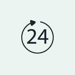 24 hour rotation vector icon illustration sign 