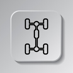 Auto simple icon vector. Flat desing. Black icon on square button with shadow. Grey background.ai