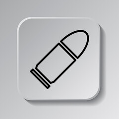 Bullet simple icon vector. Flat desing. Black icon on square button with shadow. Grey background.ai