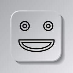 Face simple icon vector. Flat desing. Black icon on square button with shadow. Grey background.ai