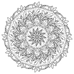 Mandala with rabbit and Easter eggs, coloring page for holiday activity