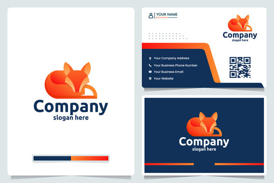 sleeping fox ,color gradient, logo design and business card
