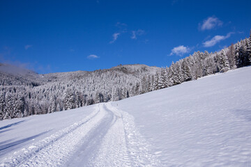 Fototapeta na wymiar Idyllic winter landscape in the Seckauer Alpen in Austria