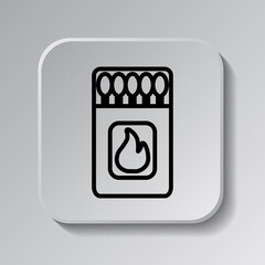 Matches simple icon. Flat desing. Black icon on square button with shadow. Grey background.ai