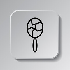 Mirror simple icon vector. Flat desing. Black icon on square button with shadow. Grey background.ai