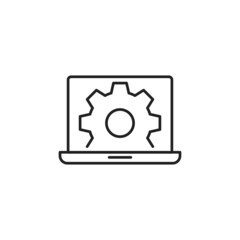 Laptop settings line icon. High quality black vector illustration.