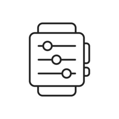 Configuration with smart watch app icon. High quality black vector illustration.