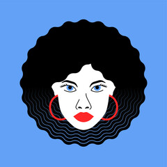 Head beautiful afro american girls with hairstyle afro for banner fashion salon vector illustration