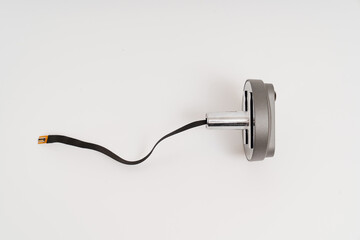 electronic door peephole with call button on a white background. 