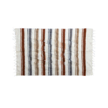 Specially Woven Rugs Made Of Animal Fur On A White Background. Carpet Or Rug With Different Textures And Colors. Top View