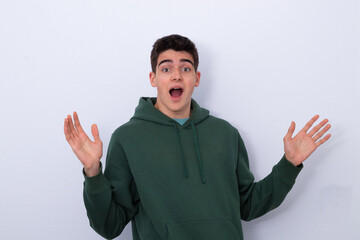 Fototapeta premium isolated teen boy with surprise expression
