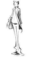 Fashion man. Fashion model. Sketch man for design. Hand drawn. Vector illustration. Stylish man