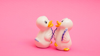 two ducks in love. Illustration of the feeling of love between two people.
Cute greeting card for wedding invitation, for Valentine's day