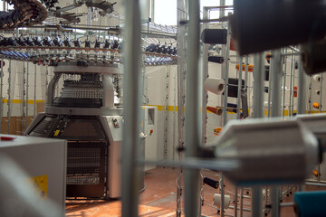 Colored top thread installed in automatic sewing or embroidery spinning machine producing thread,...