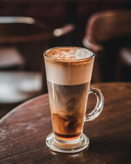 glass, latte, coffee, drink, milk, beverage, chocolate, cafe, cup, cream, cappuccino, hot, brown, cocktail, espresso, foam, sweet, white, caffeine, dessert, bar, froth, isolated