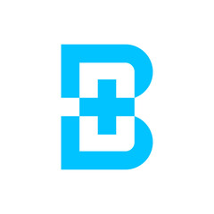 Letter B medical health technology logo design