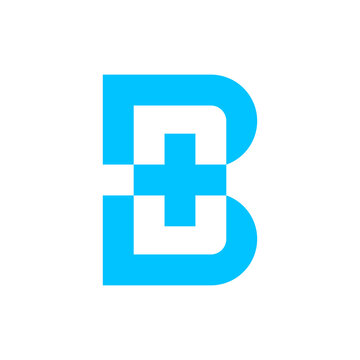 Letter B medical health technology logo design