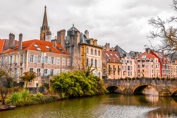 Fototapeta na wymiar Cityscape view from the beautiful city of Metz in France