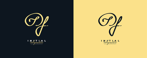 DF Initial Logo Design with Elegant Handwriting Style. DF Signature Logo or Symbol for Wedding, Fashion, Jewelry, Boutique, Botanical, Floral and Business Identity. Feminine Logo
