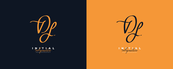 DF Initial Logo Design with Elegant Handwriting Style. DF Signature Logo or Symbol for Wedding, Fashion, Jewelry, Boutique, Botanical, Floral and Business Identity. Feminine Logo