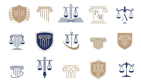 Scale icons collection. Law, finance, attorney and business logo design. Luxury, elegant modern concept design