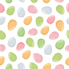 Easter vector pattern. Multicolored Easter eggs. Seamless pattern.