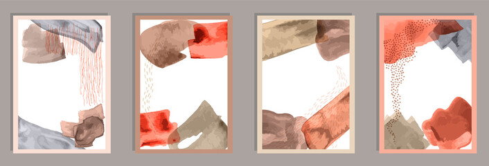 Painted abstract postcards vector collection.
