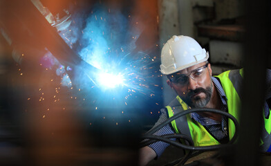  engineer on site working for maintenance  industry factory or production. - obrazy, fototapety, plakaty