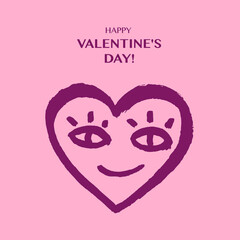 Postcard on the theme of Valentine's Day. Vector. Valentine's day, congratulation, love, romance, pink. Minimalism. Banner, web, social networks, discounts, sale.