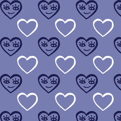 Fototapeta na wymiar Vector pattern of different hearts on the theme of Valentine's Day. Valentine's day, congratulation, love, happiness, purple. Minimalism. Background, wallpaper, wrapping paper, fabric.