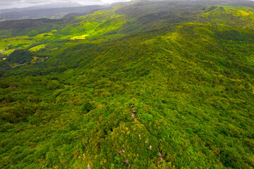 Aerial view of Piton Savanne peak located in the south of Mauritius island