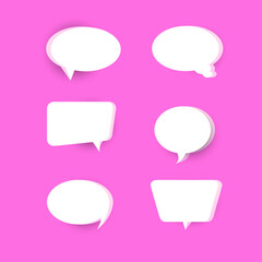 Set of speak bubble text, chatting box, message box outline cartoon vector illustration design. Balloon doodle style of thinking sign symbol. 3d bubble speech.