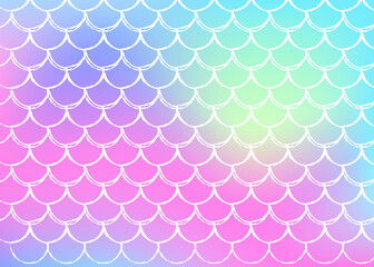 Mermaid scales background with holographic gradient.