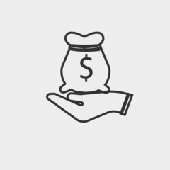 Open palm money vector icon
