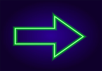 Vector isolated neon arrow green to dark blue. bright glowing green arrow . isolated arrow color line for design template