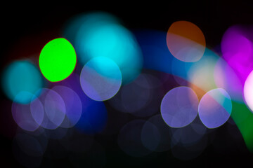 background blurred abstraction of colored lanterns and decorations. bokeh texture of street colored lights